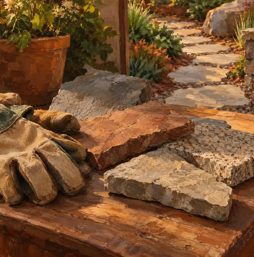 Illustration of landscaping businesses equipment and workspace