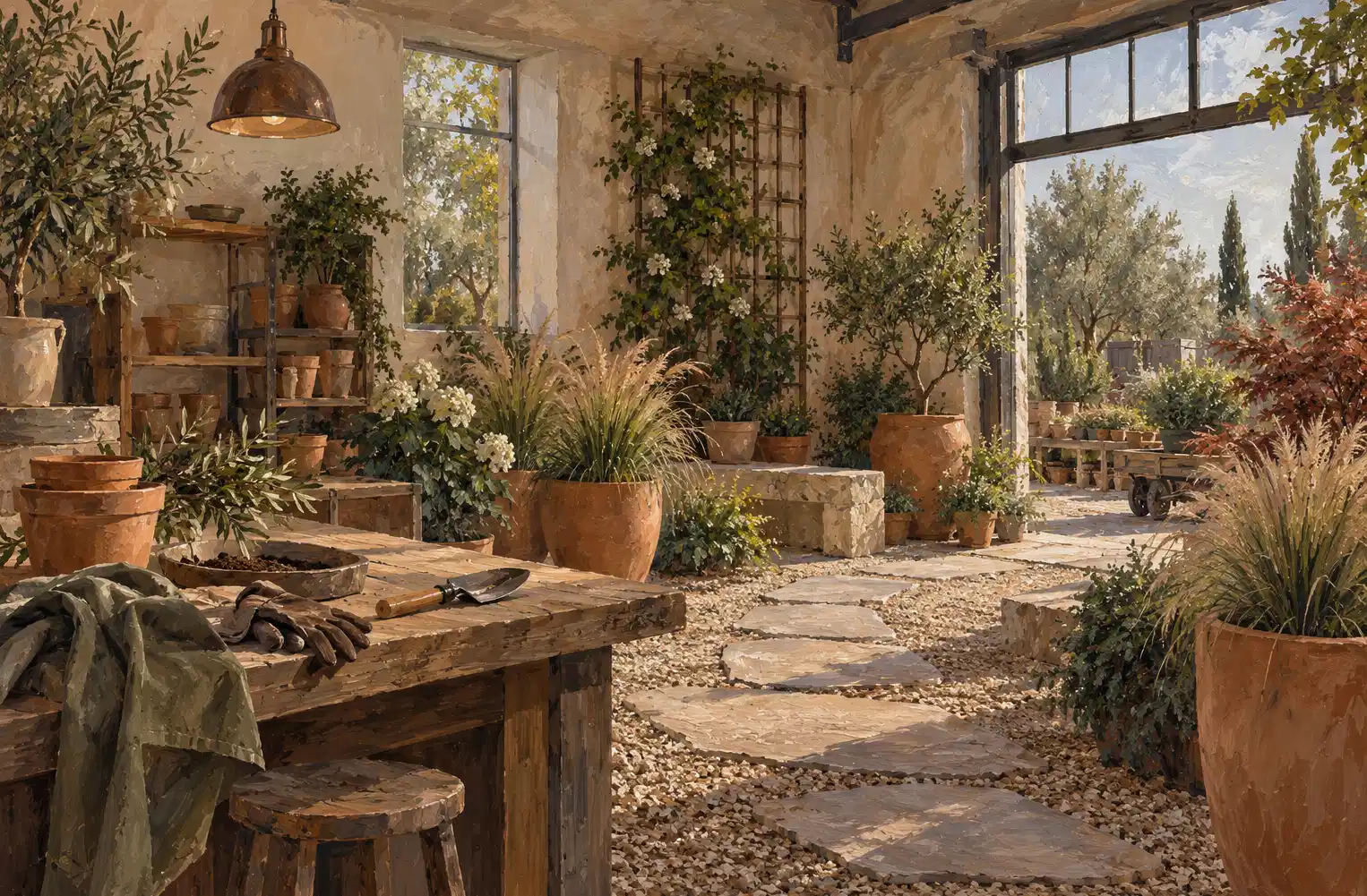 Illustration of landscaping businesses and their working space