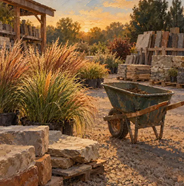Illustration of landscaping businesses equipment and workspace